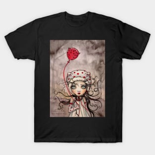 Big Eye Sweet Goth Red Balloon Fantasy Art T-Shirt